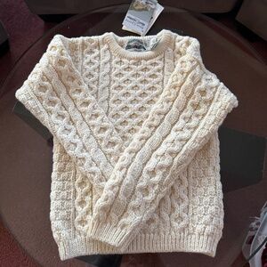 ARANCRAFTS IRISH KNITWEAR -CHILD’S CREW NECK SWEATER  NATURAL C311 K - 4/5 YEARS